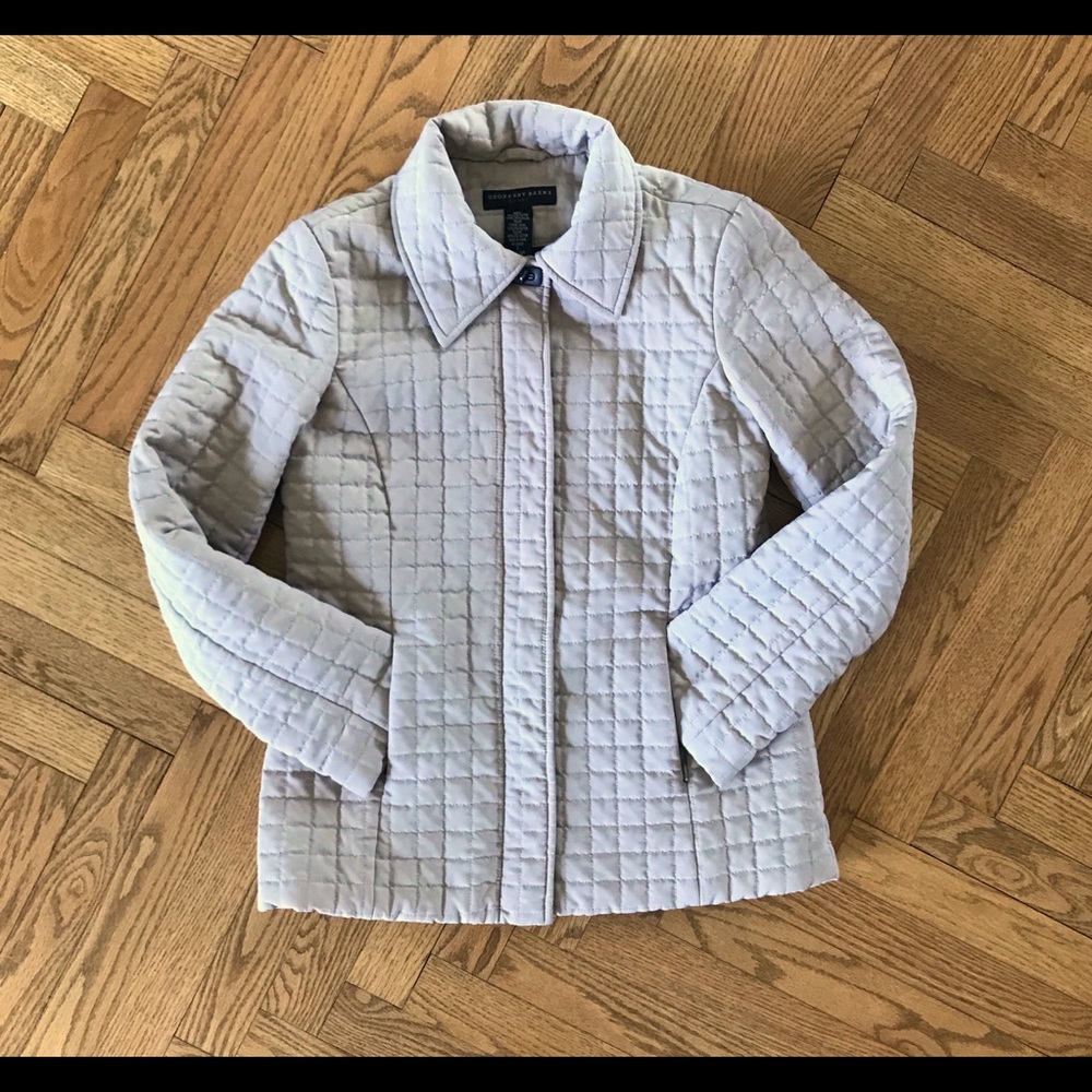 Geoffrey Beene Sport quilted womens jacket size S cream color with brown lining